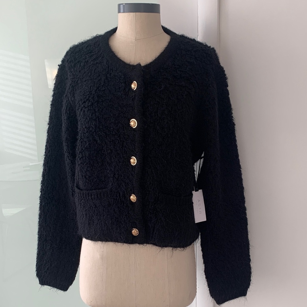 New ASTR the label Black knit Women's Cardigan, size large